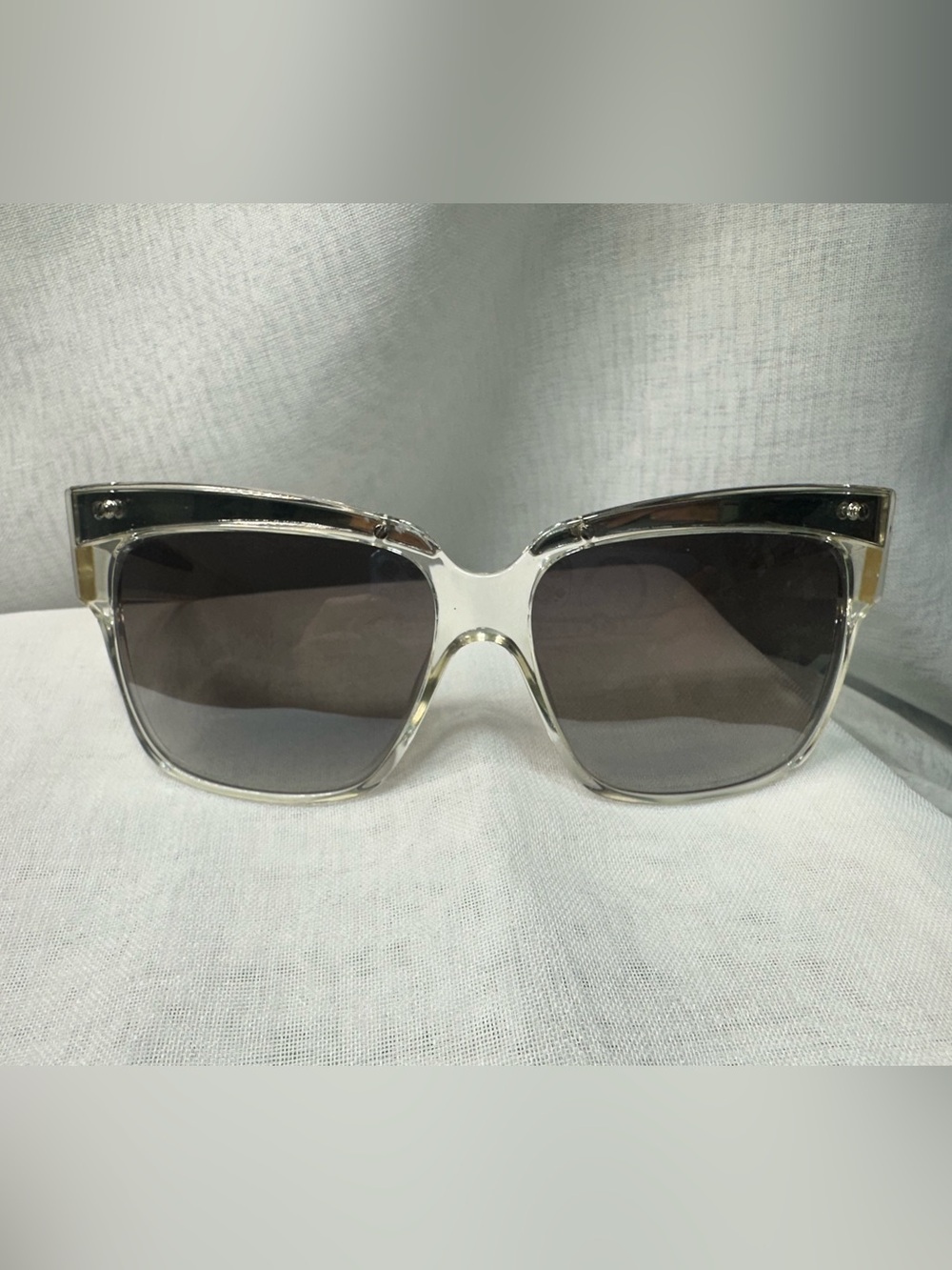 MARC JACOBS Clear Frame Sunglasses with Gray Gradient Lenses